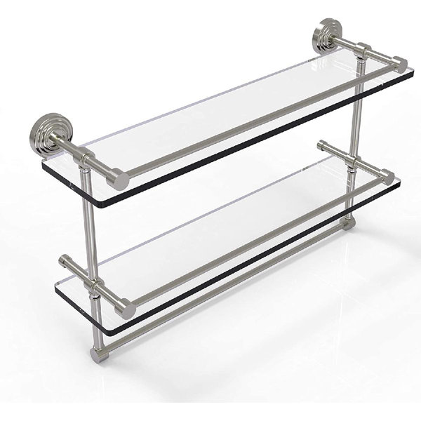 NANMAOLIJIAO TRADING INC Brass 22 Inch Gallery Double Towel Bar Glass Shelf 2 Wayfair Canada